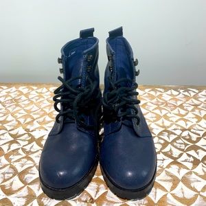 Blue leather Boots
